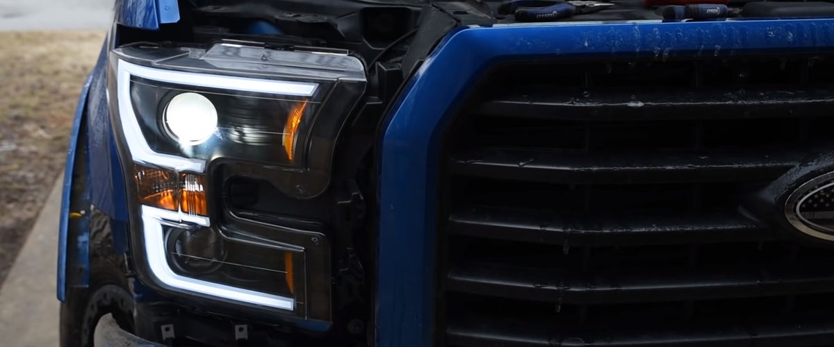 Anzo headlights installed on Ford F-150