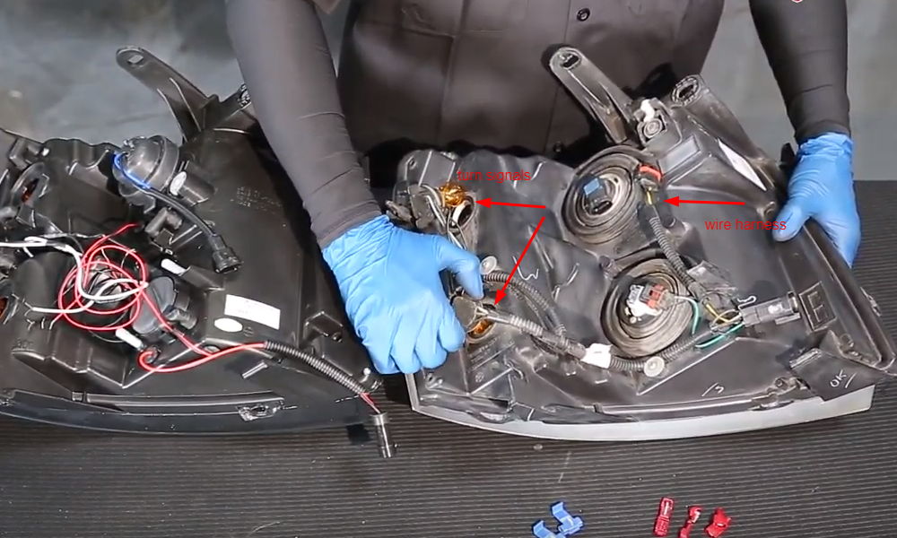 Wire harness and turn signal bulbs you need to transfer