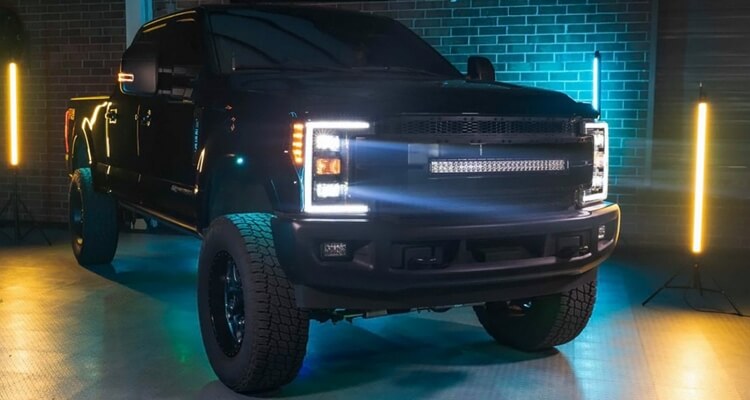 2018 Ford F-250 with Black Headlights by Morimoto