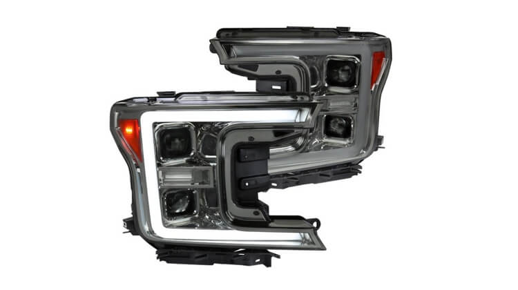 Spec-D Chrome Smoke LED DRL Bar Projector Headlights for Ford F-150