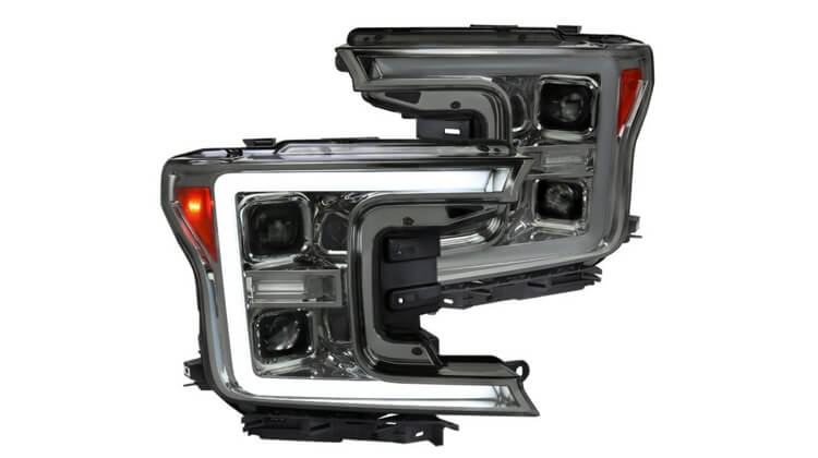 Spec-D Smoke LED DRL Bar Projector Headlights with Sequential Turn Signal, Ford F-150