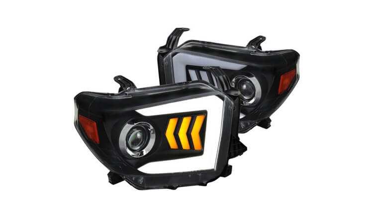 Spec-D Black LED DRL Bar Projector Headlights with Sequential Turn Signal