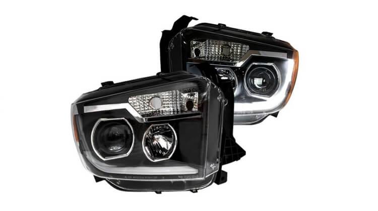 Winjet Black Sequential LED DRL Bar Projector Headlights, Toyota Tundra
